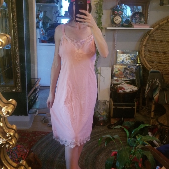 Vintage Silky Slip with Lace - Picture 2 of 8